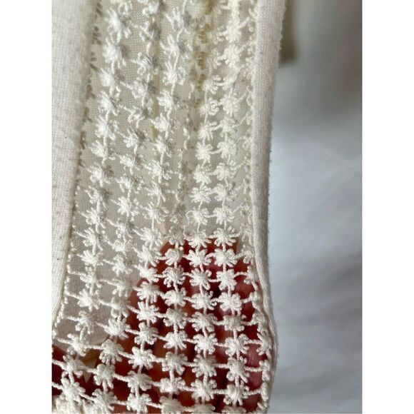 Ann Taylor Loft Petite Cream Crochet Sleeve Detail Silky Cotton Blend Top XSP - Picture 4 of 10